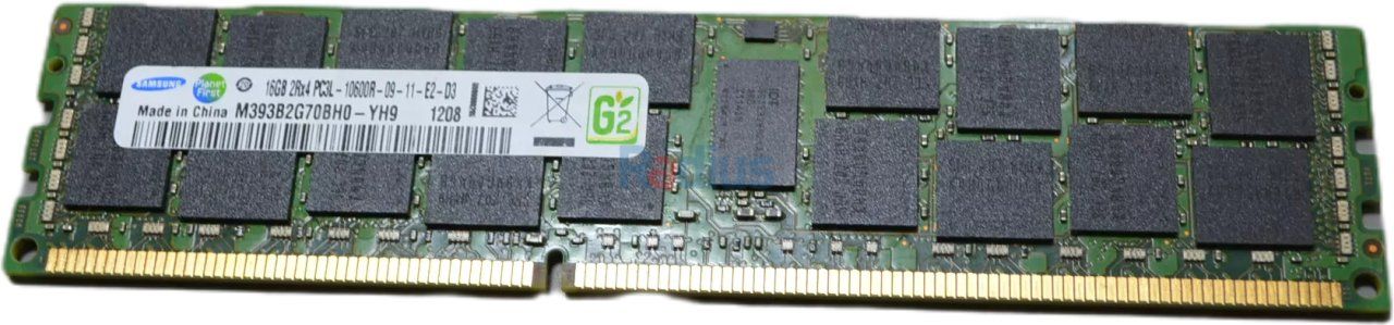 Dell Samsung 1x 16GB DDR3-1333 RDIMM PC3L-10600R Dual Rank x4 Module (M393B2G70DB0-YH9)