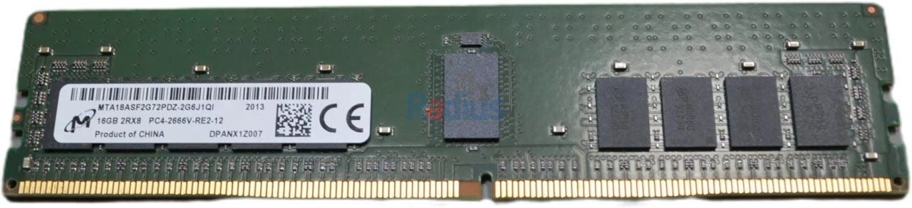 Dell Micron 1x 16GB DDR4-2666 RDIMM PC4-21300V-R Dual Rank x8 Module (MTA18ASF2G72PDZ-2G6J1)