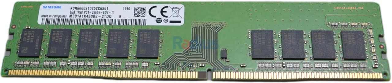 Dell Samsung 1x 8GB DDR4-2666 ECC UDIMM PC4-21300V-E Single Rank x8 Module M391A1K43BB2-CTD