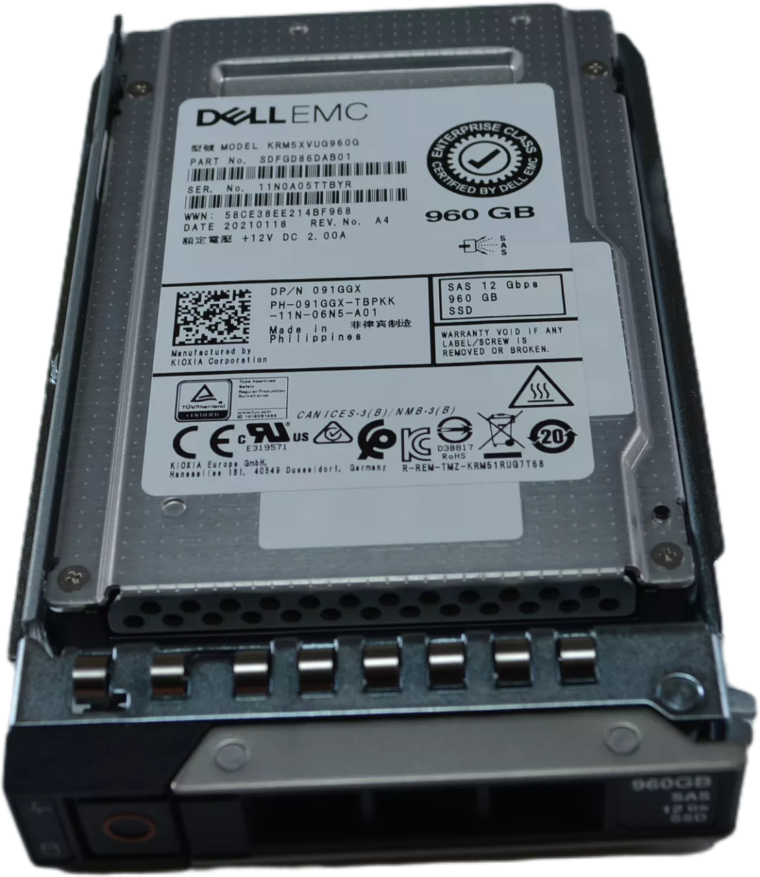 Dell Kioxia 2.5'' 960GB 12GBPS MU SAS SSD Drive - 91GGX KRM5XVUG960G
